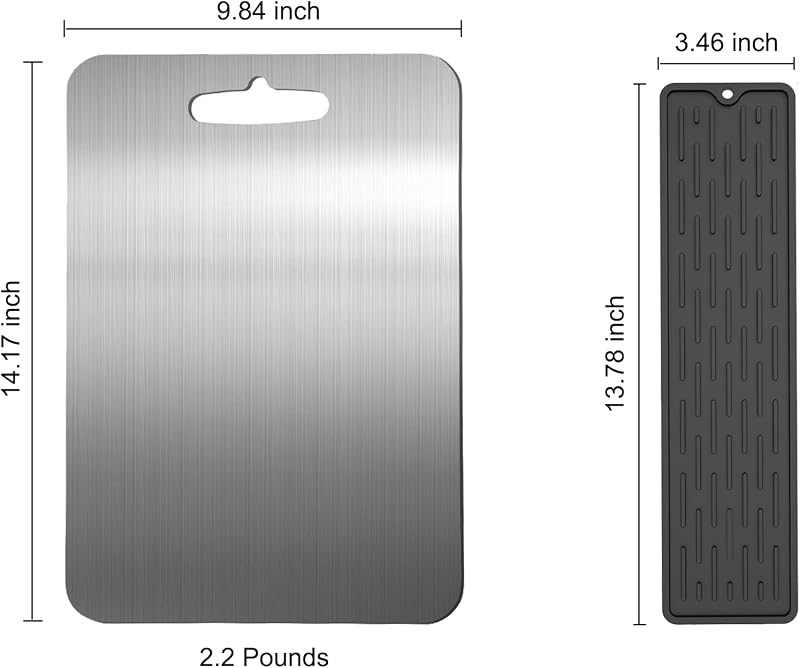 Tabla cortar acero inox 304 antideslizante 14.2x9.8pulg