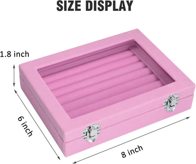 Bandeja organizadora anillos 7 ranuras terciopelo rosa