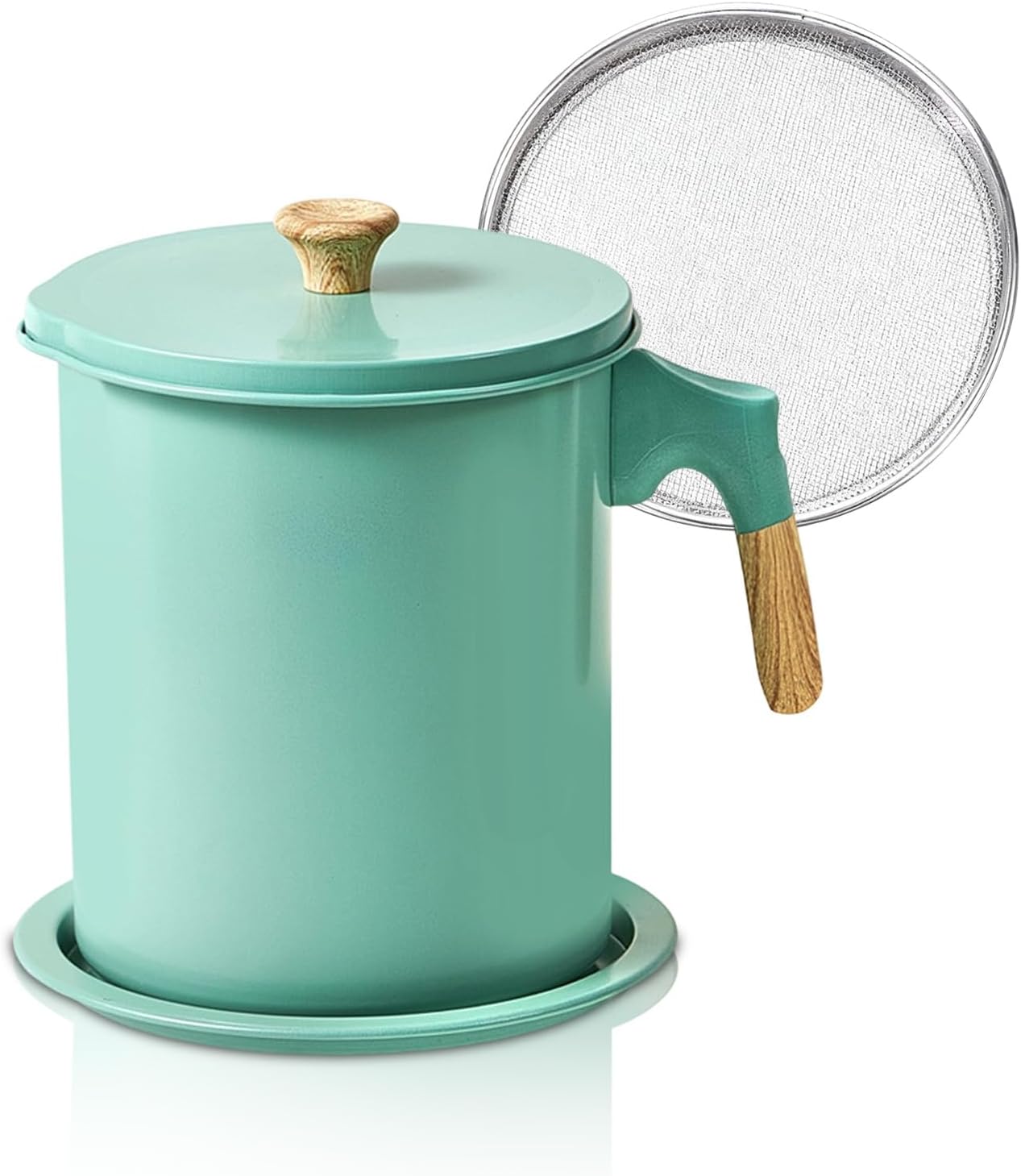 Recipiente grasa tocino con colador 1.4L hierro cocina verde