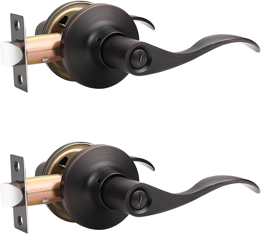 2 Pzas Manijas Puerta Bronce Aceitado Cama Baño