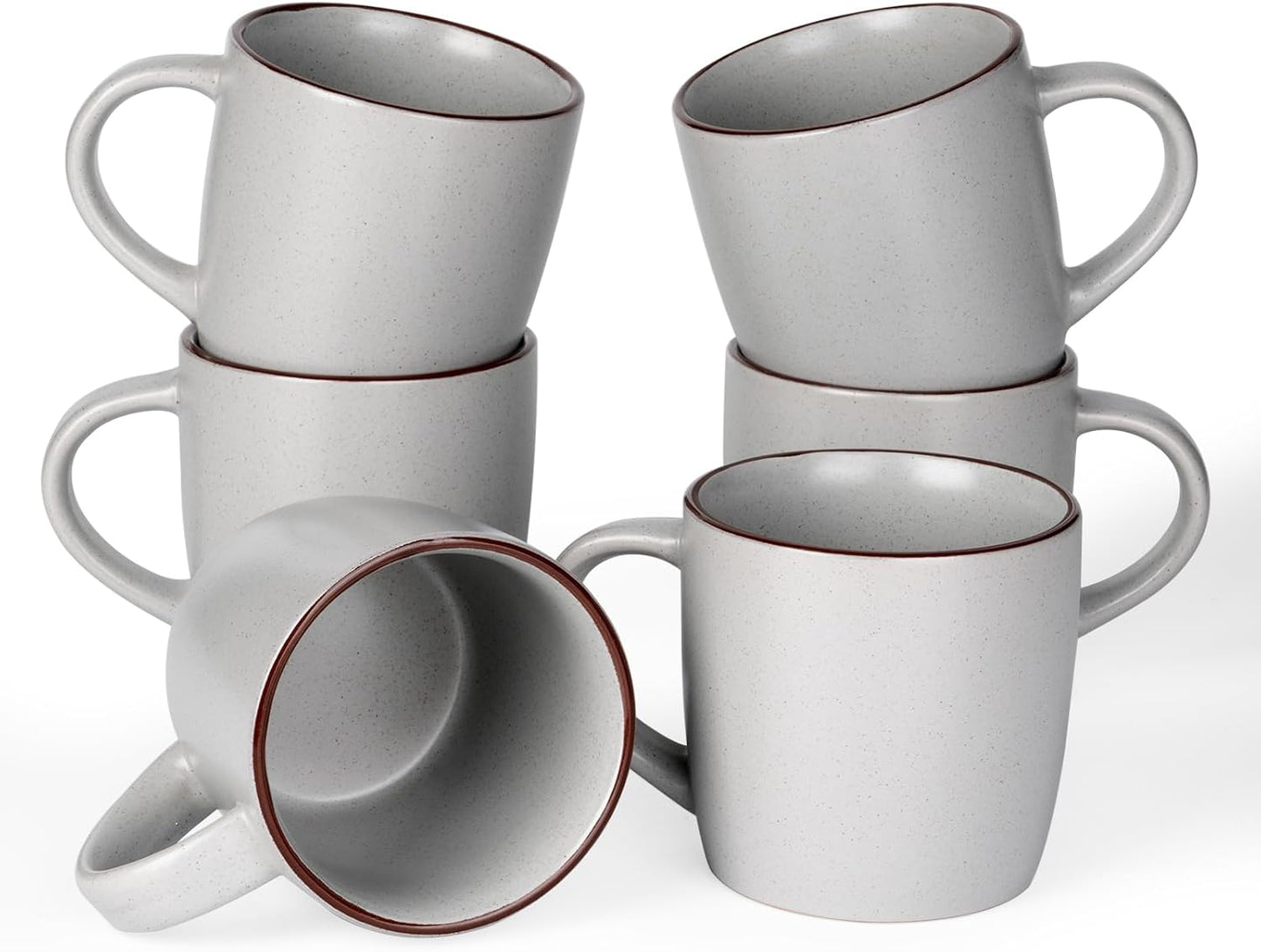 Set 6 Tazas Café 13oz con Asa para Capuchino Té Caliente Gris