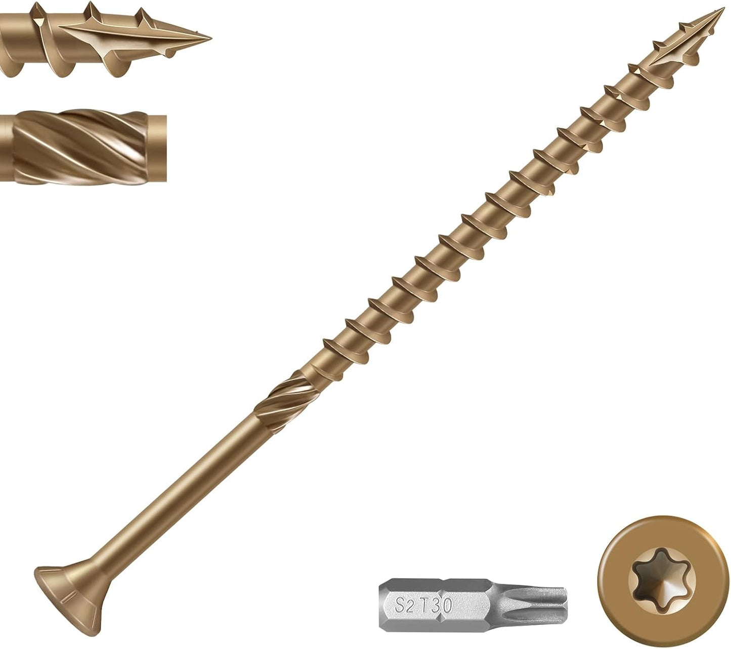 Tornillos cubierta #14 8pulg madera terraza bronce resistente