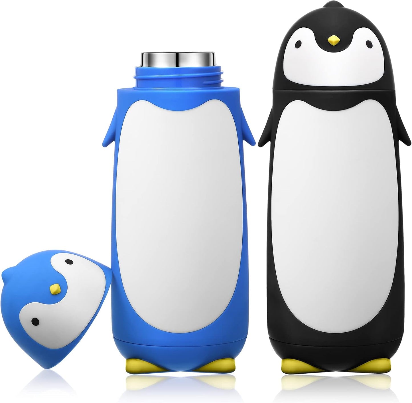 2 Botellas Agua Acero Inox Dibujos Pingüino Taza Viaje Aislada