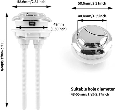 3 Pzas Kit Botón Inodoro 1.89pulg Diámetro Rosca Plata