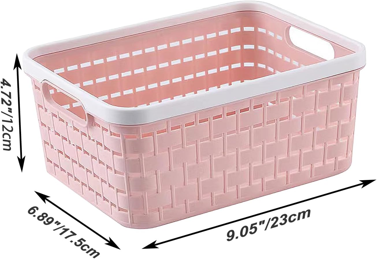 Cesta plástico baño ducha con asas rosa pack 2