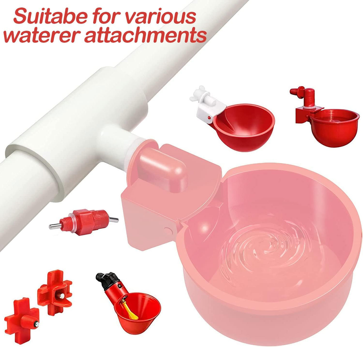 30 Bebederos PVC en T para aves de corral roscados