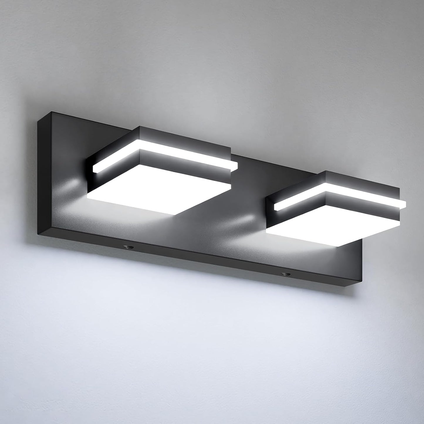 Lámpara tocador baño 2 luces 15.5pulg led negro mate giratoria