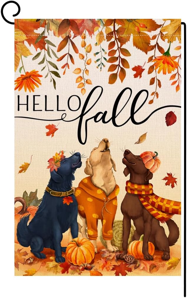 Bandera jardín perros otoño 12x18pulg doble cara decoración patio