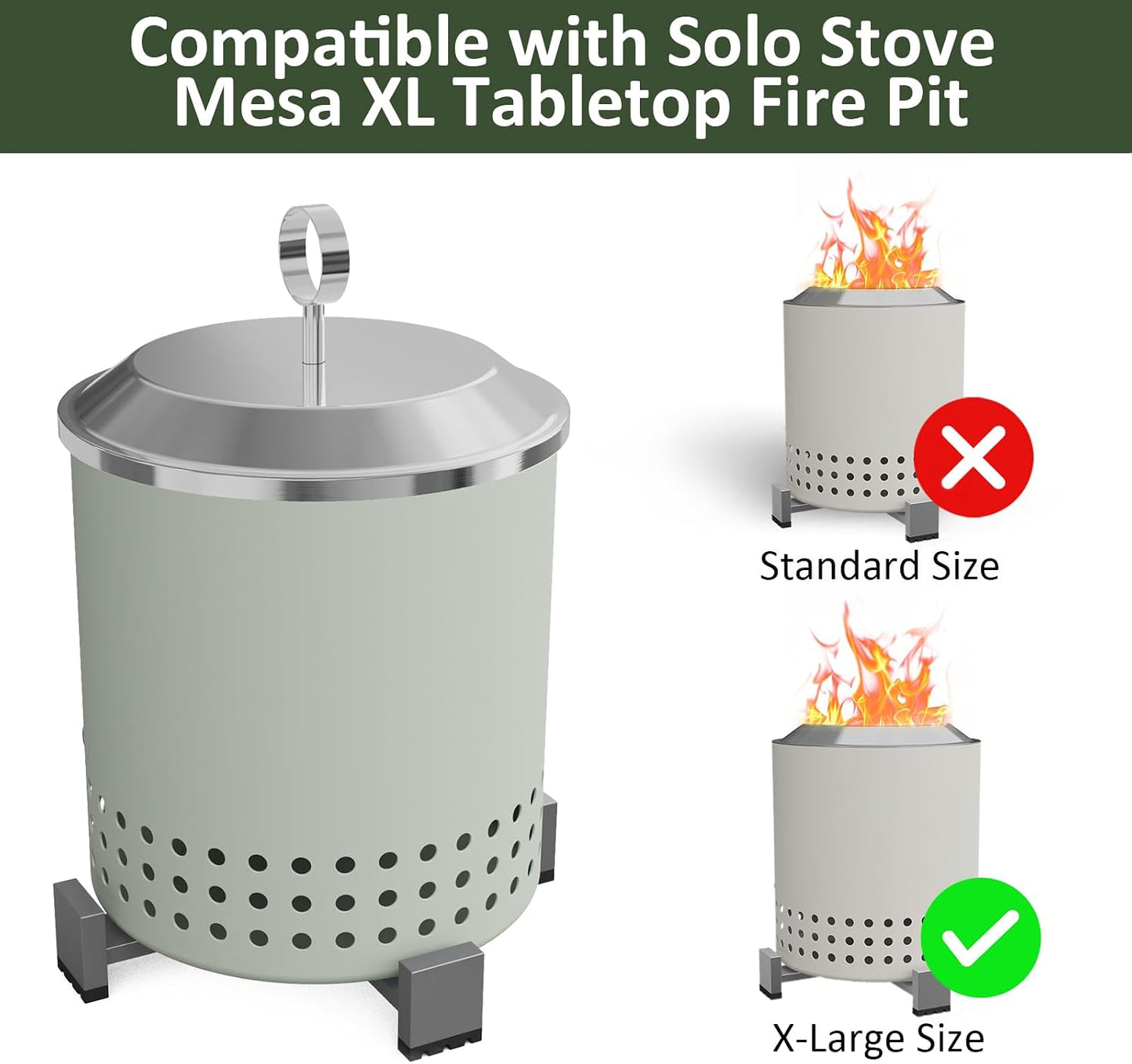 Tapa hoguera Mesa XL 7" acero inox 304 con mango