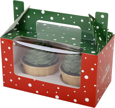 15 Cajas Cupcakes Navidad con Ventana 6.5x3.6"