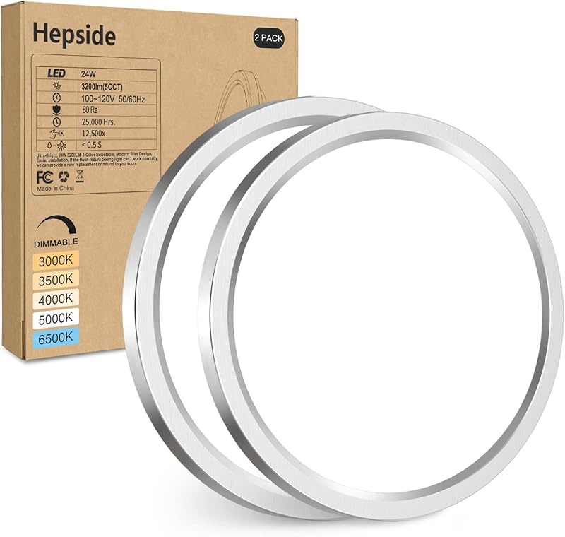 2 Lámparas LED Techo Níquel 12pulg