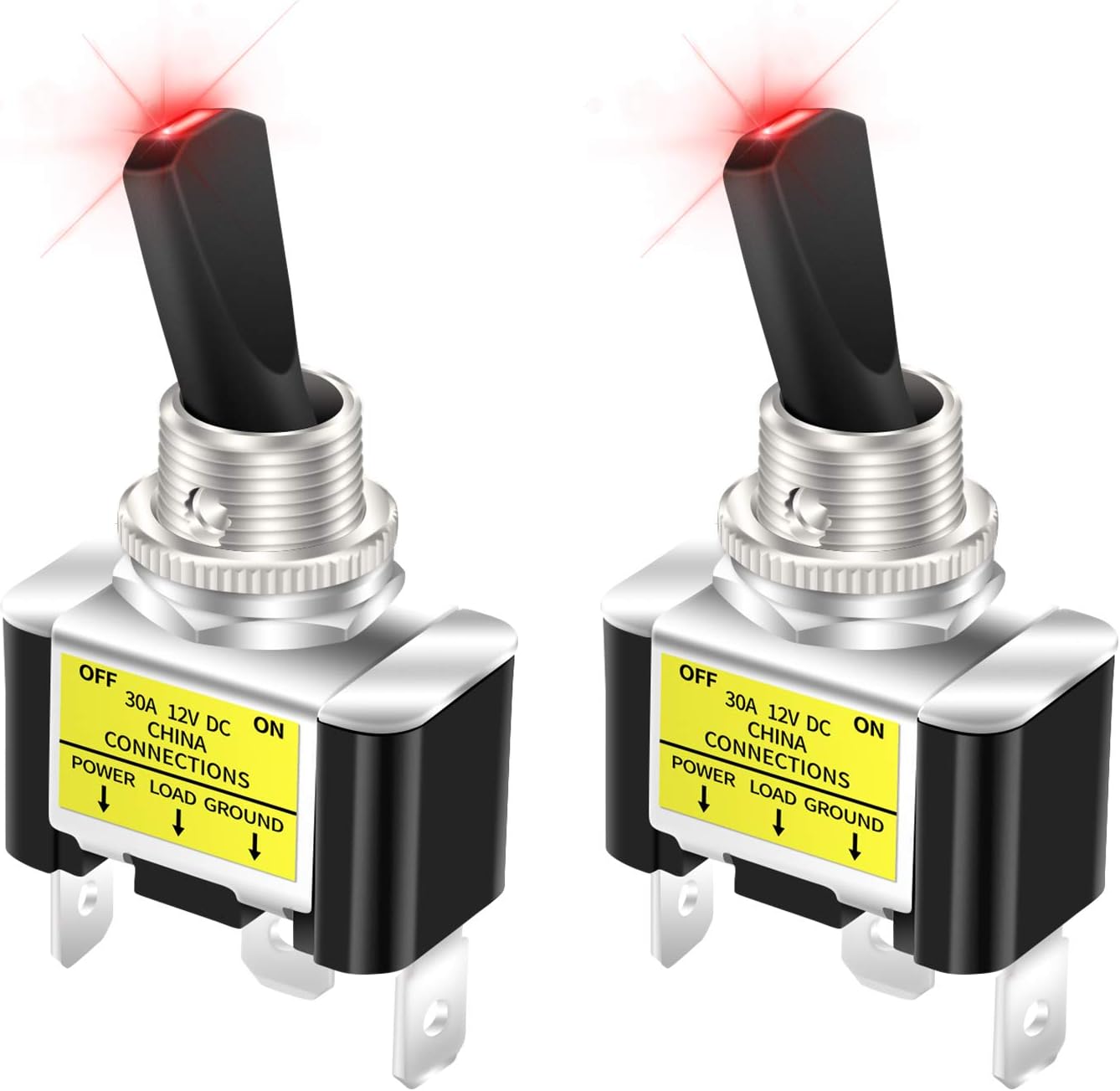 Interruptor palanca 12V 30A con LED rojo para auto camión 2uds