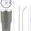 Vaso gris acero inox 30oz con tapa popote y cepillo