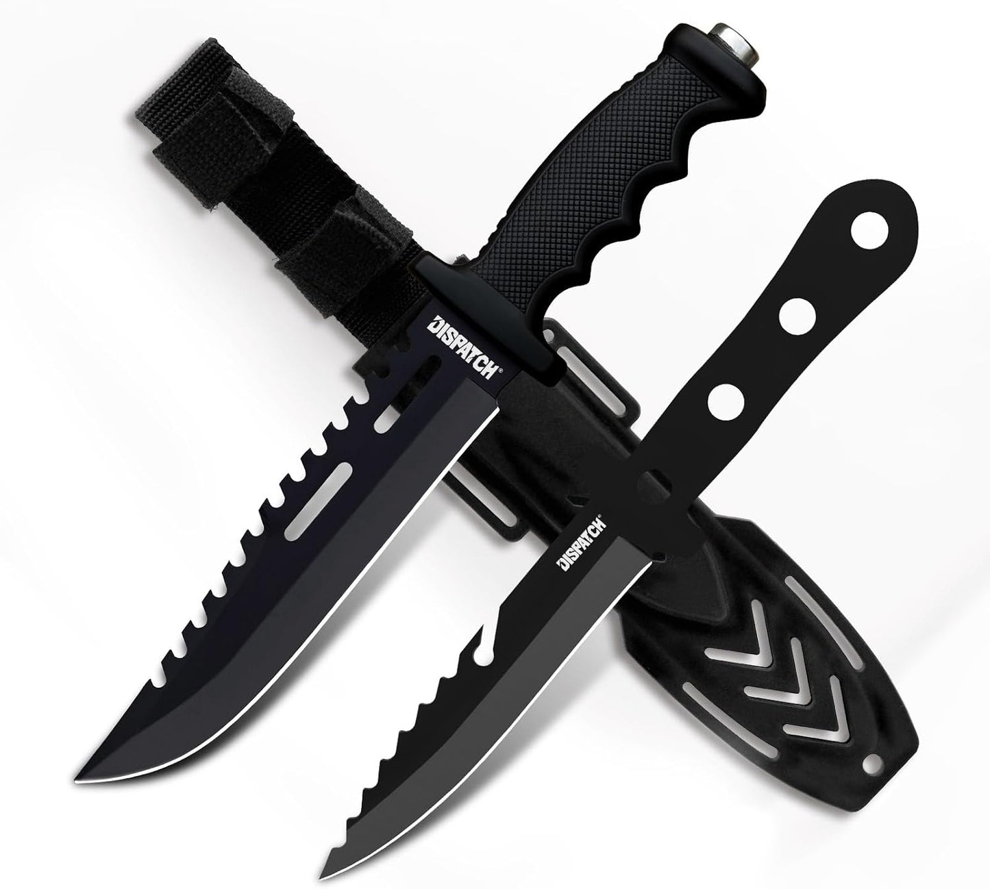Cuchillo de caza hoja fija 12" y 8" para hombres táctico Bowie