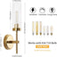 2 Apliques Pared Dorado Luces Tocador Vidrio Transparente