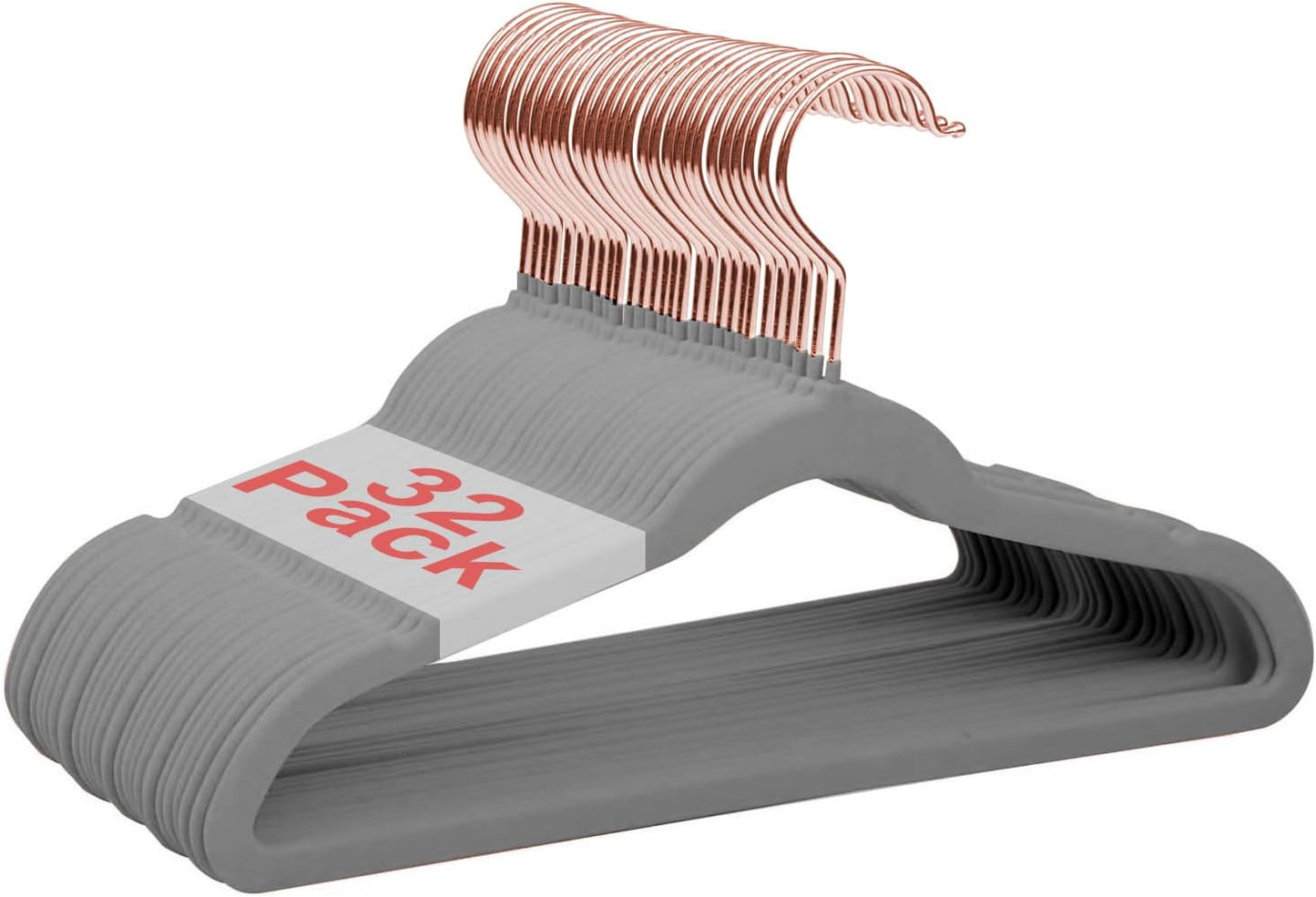 Perchas terciopelo bebé antiderrap 32uds color gris