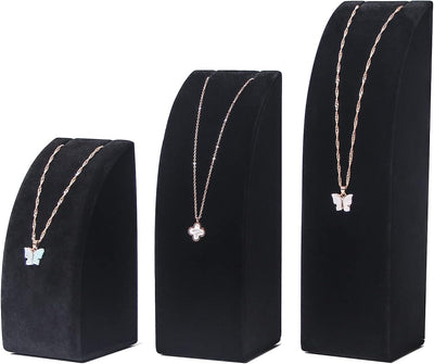 Soporte terciopelo negro para collares y joyas