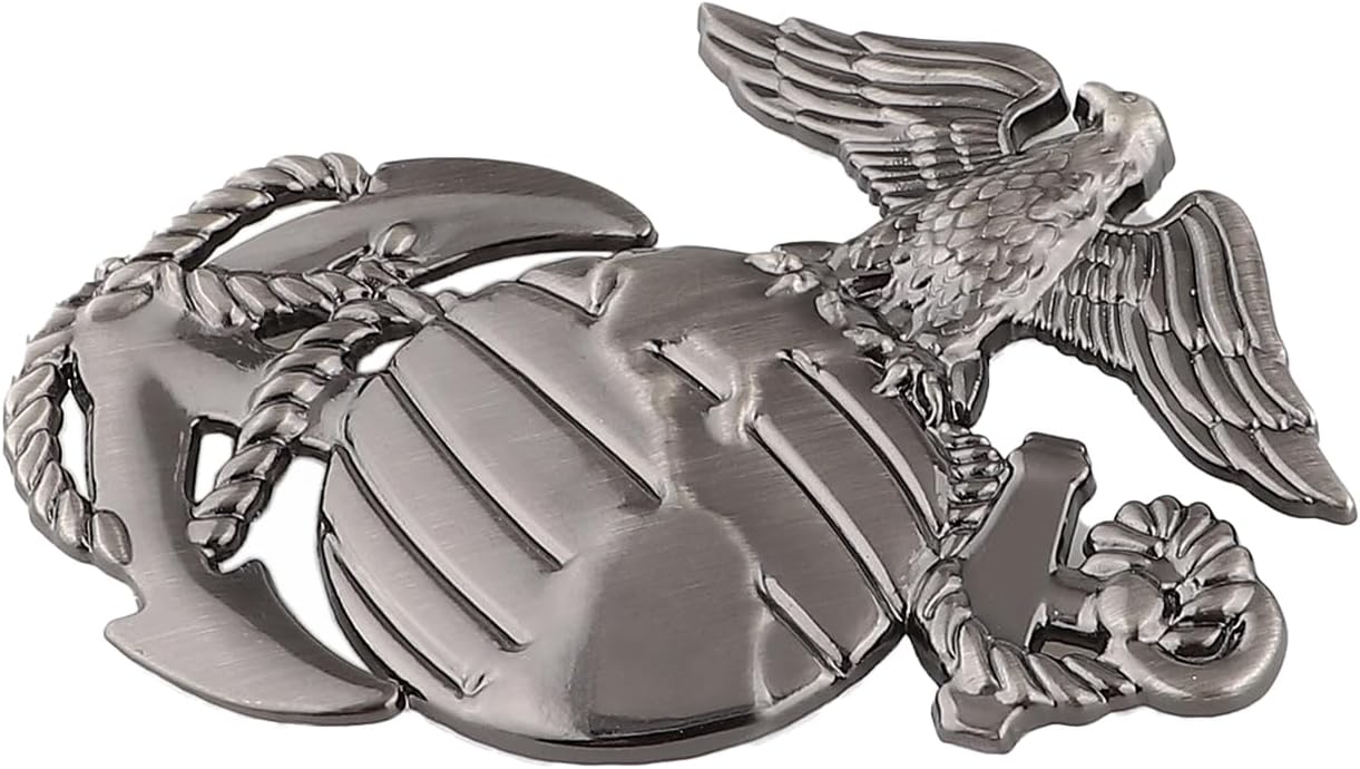 Emblema Cuerpo de Marines halcón adhesivo para auto y moto Gunmetal