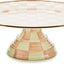 Plato pedestal esmaltado redondo color rosa y blanco