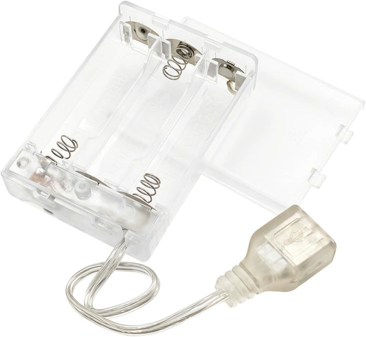 Caja batería USB con cubierta luces enchufables 3AA