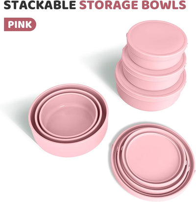 Set 3 Recipientes Silicona Tupperware Bento 17-42oz Rosa
