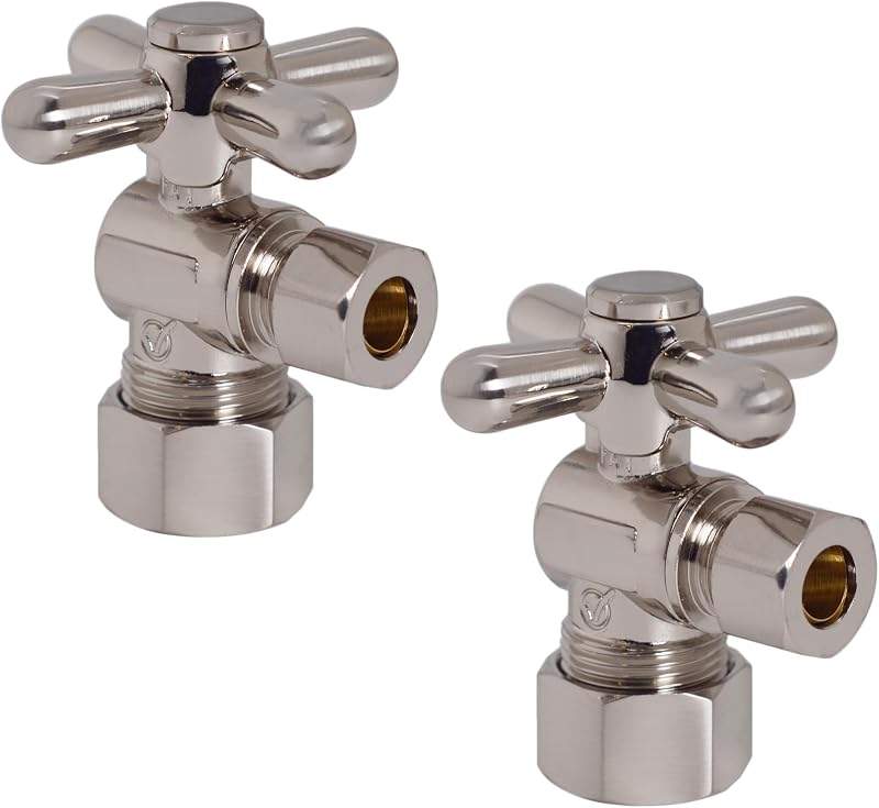 Válvula cierre angular 5/8x3/8" níquel satinado set 2