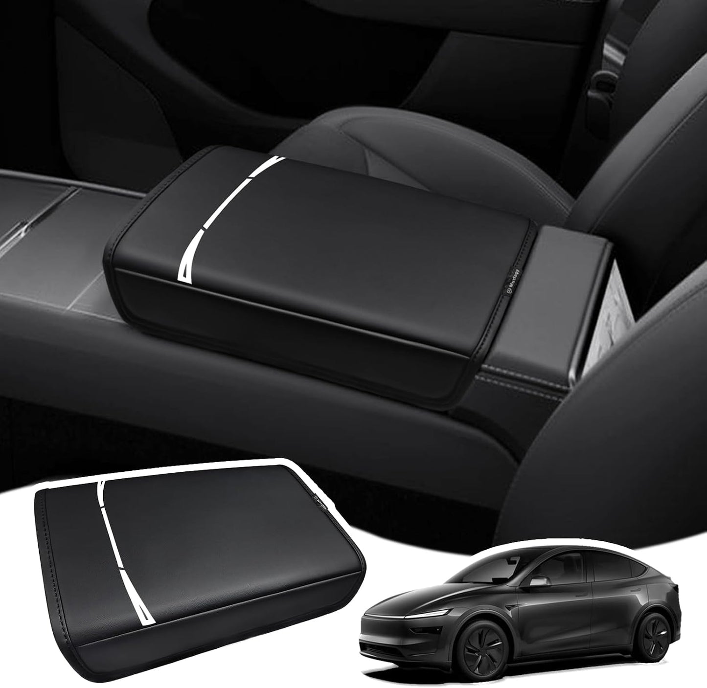 Funda reposabrazos consola Tesla Model Y 2026 cuero vegano