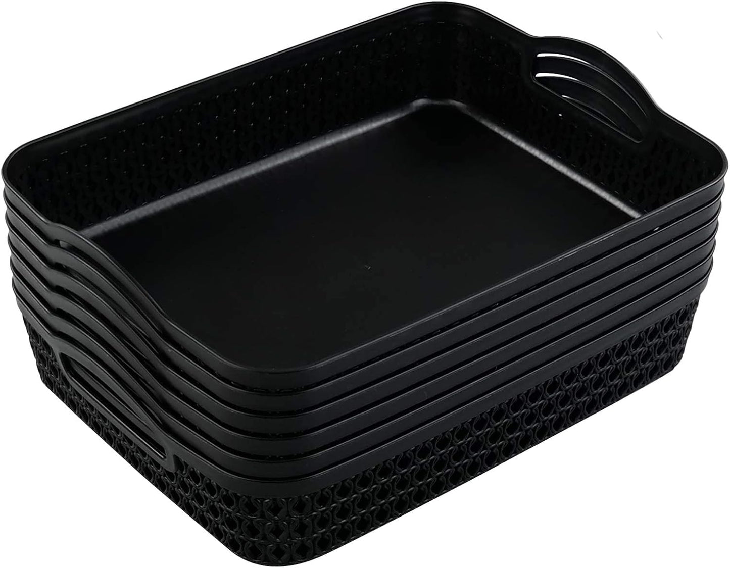 Bandeja plástico asa negro set 6