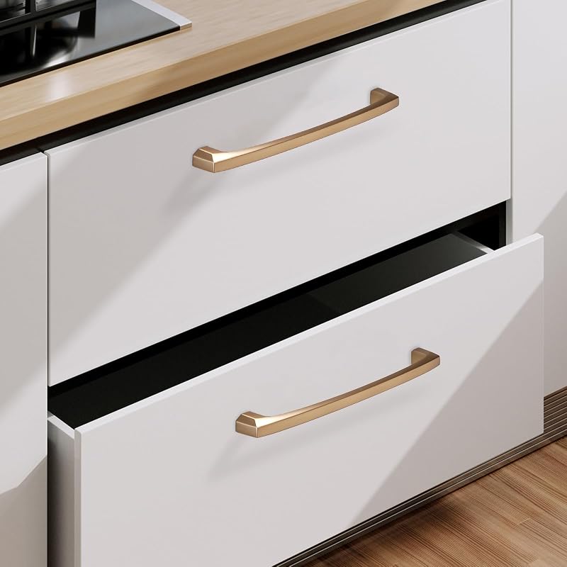 6 Manijas Gabinete Cobre Champán 7.5" Hardware Dorado