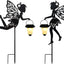 Estaca solar farol hadas con luces ángel 2 pzas jardín