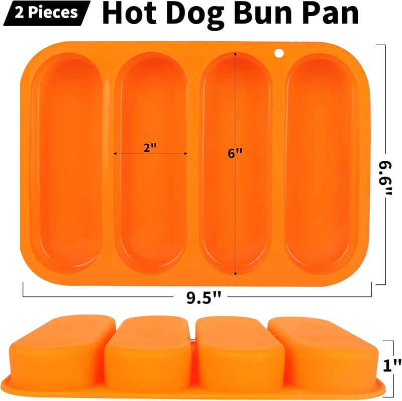 Molde silicona bollos perros calientes 6pulg set 2