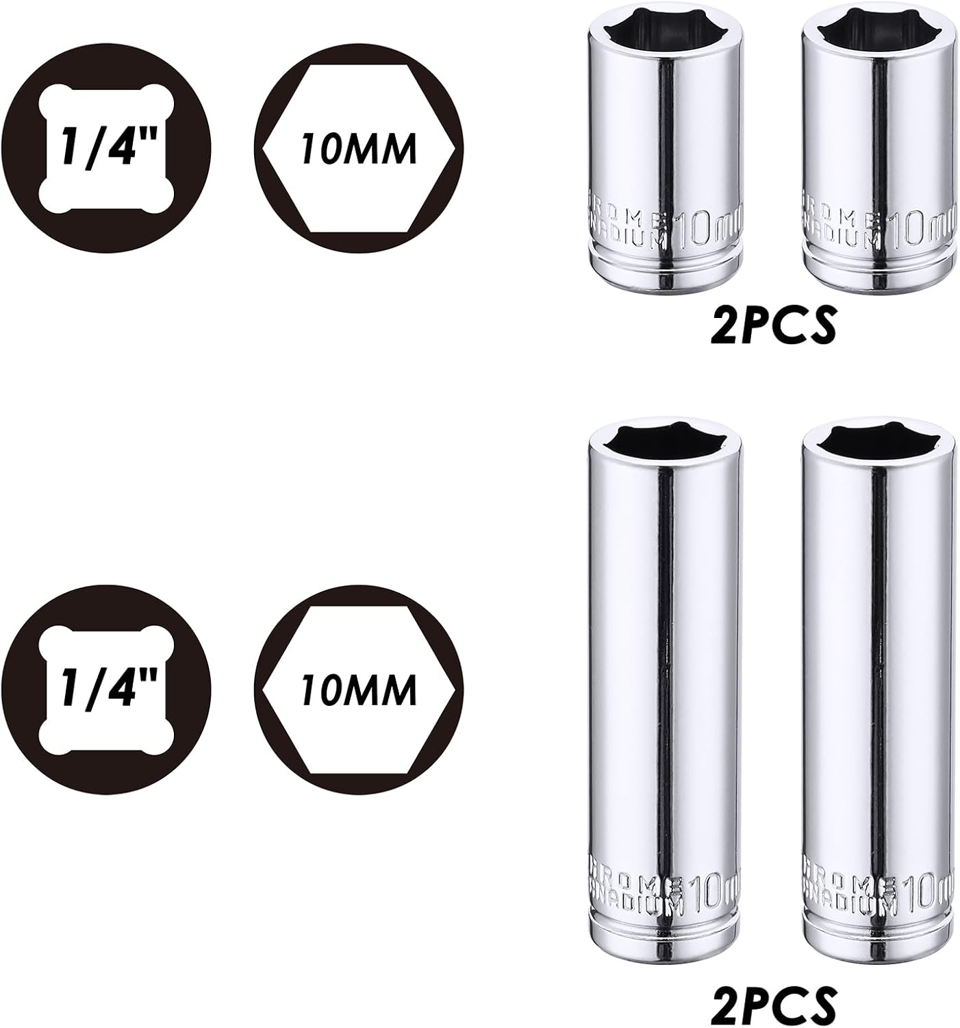 4 Pzas puntas acero Cr-V 10mm poco profundas