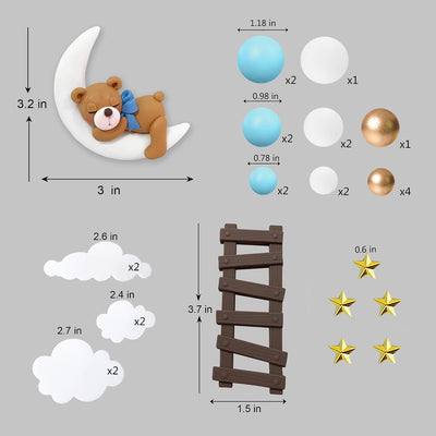 29 Adornos Oso para Tartas Estrellas Nubes Decoración Fiesta