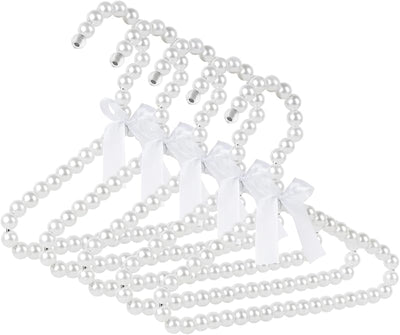 5 Pzas Perchas Perlas Niños con Lazo Blanco
