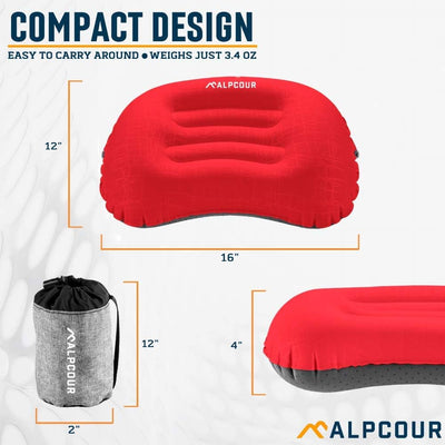 Almohada camping inflable suave impermeable con funda