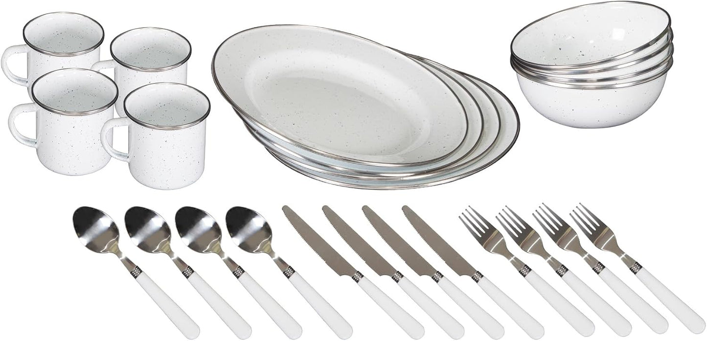 Set 24 Pzas Platos Enamel para 4 Personas Camping
