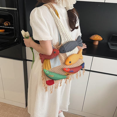 Bolso tejido gran capacidad para mujer moda
