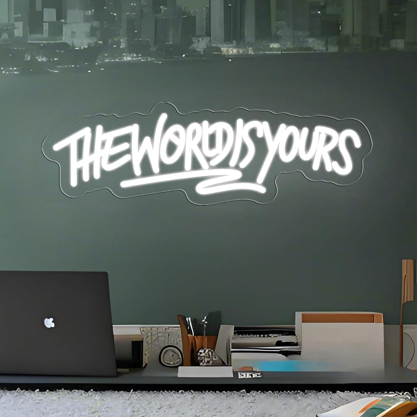 Letrero neón LED «the world is yours» USB regulable para