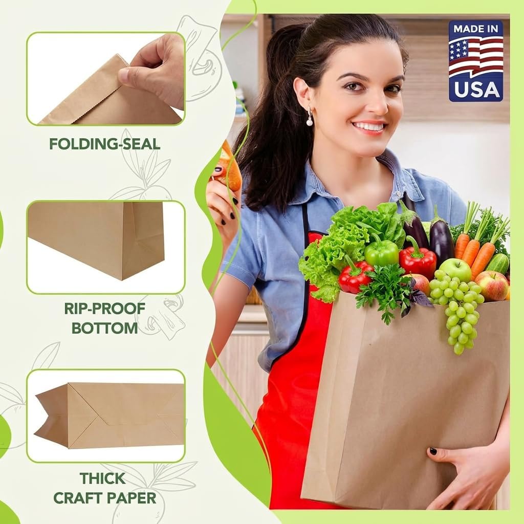 Bolsas papel kraft 12x7x17pulg 25uds resistentes