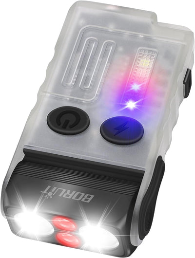 Linterna LED mini recargable USB con luz roja azul y cálida