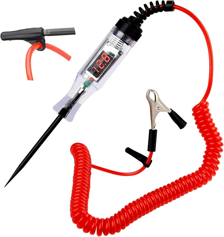 Probador circuito automotriz LED 5-90V con pantalla y cable resorte