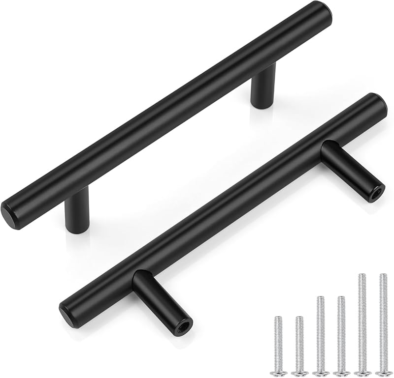 30 Manijas Acero Inox 3-3/4" Negro Mate para Gabinetes