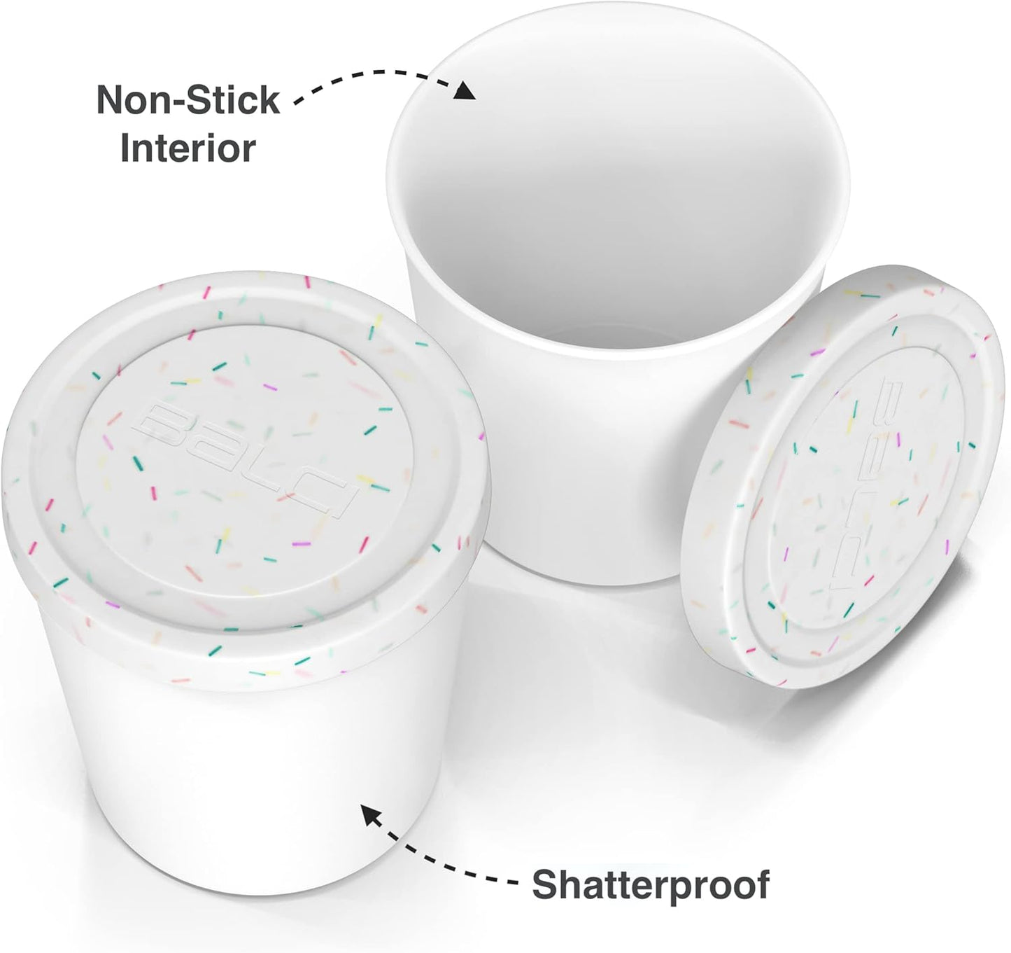 Recipientes helado 2unid 1qt con tapa silicona blanco