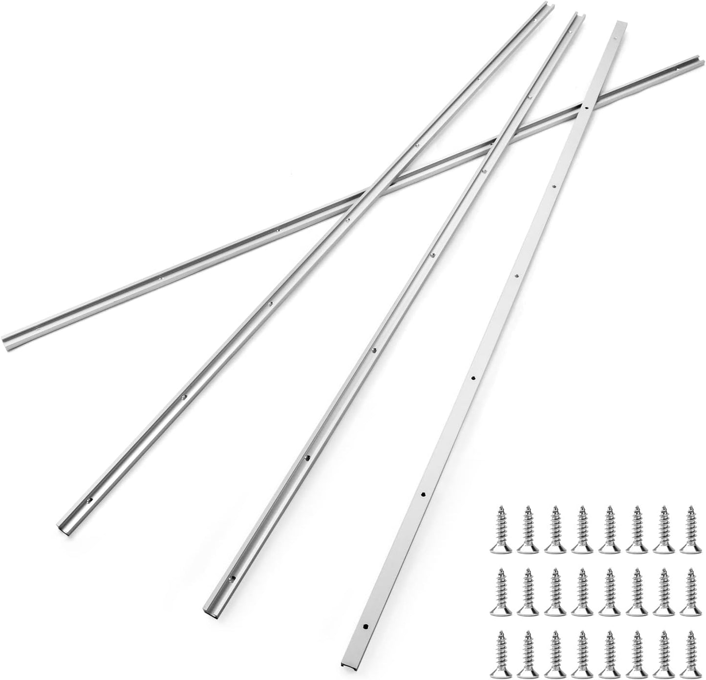 Pista en T aluminio 48pulg set 4 con tornillos carpintería