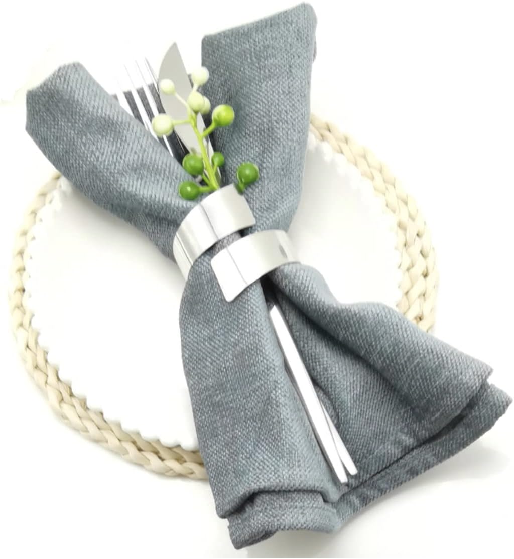 Set 6 servilleteros metal plateado para fiestas