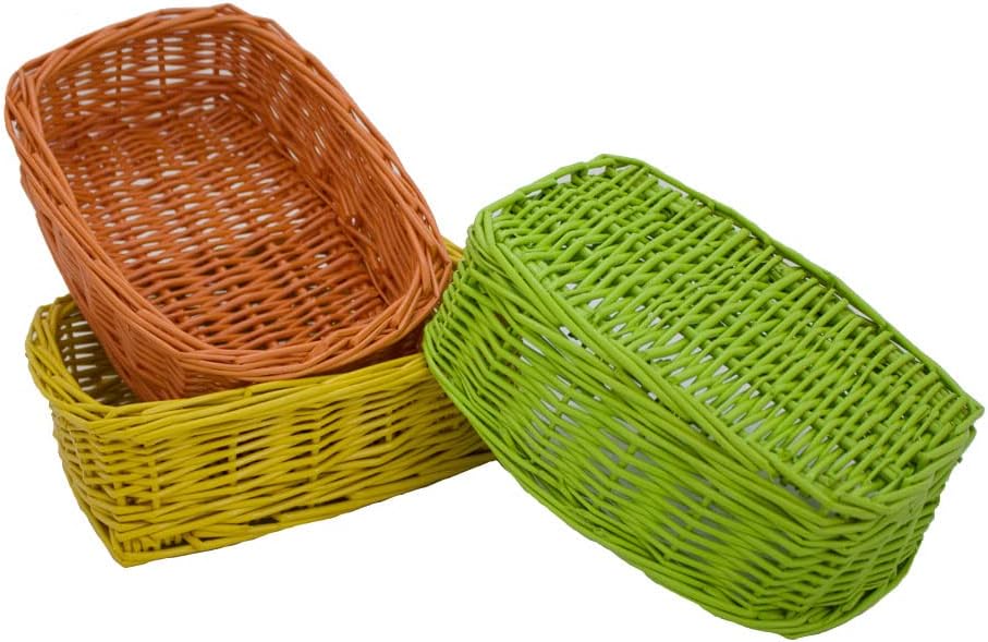 Cestas mimbre rectangular coloridas 3 Pzas almacenamiento