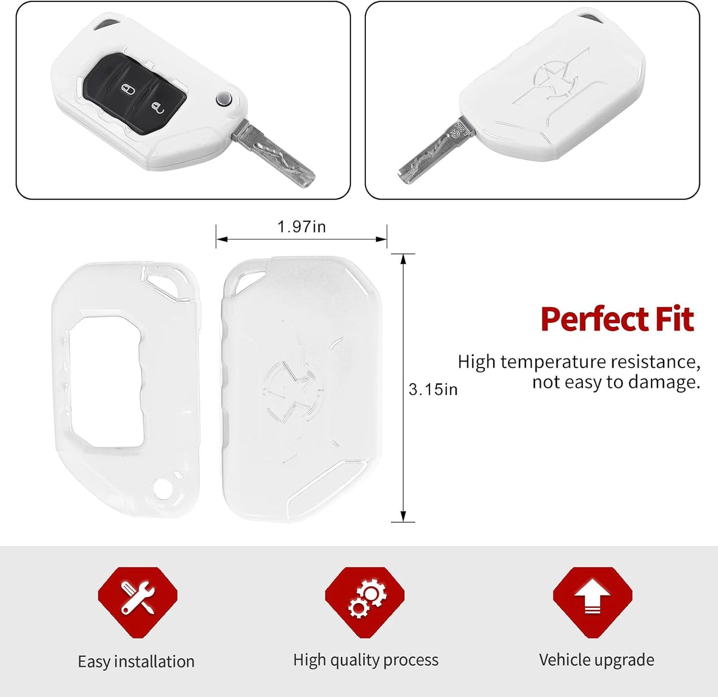 Funda llavero comp Jeep Wrangler JL 2018-25 Blanco