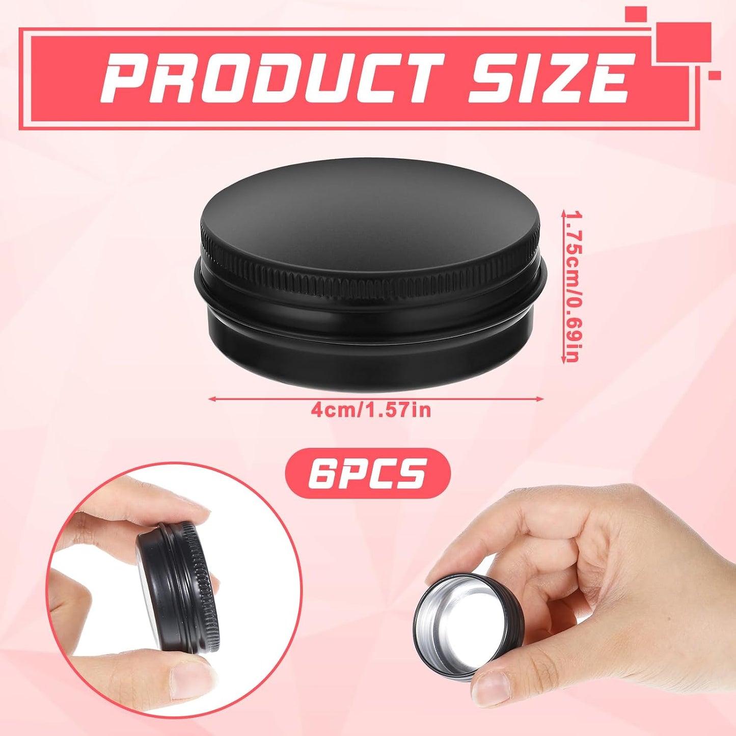 6 Pzas Mini Latas Aluminio 0.5oz Tapas Rosca Recargables