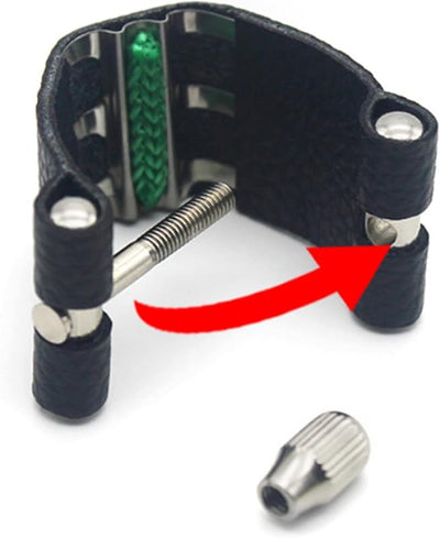 Ligadura clarinete cuero sintético ajustable seguro