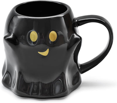 Taza café fantasma Halloween 14oz cerámica negro